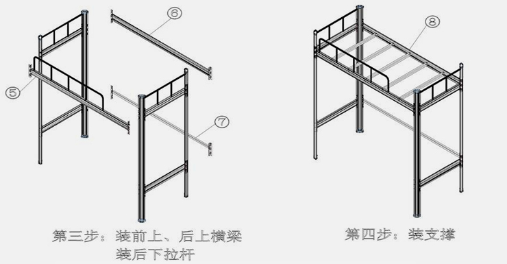 單人高架床-側梯-組合公寓床-安裝圖