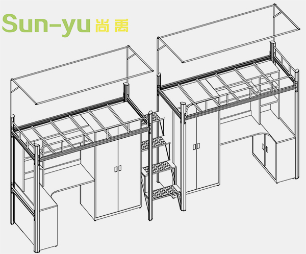 兩連2人位-中梯-組合公寓床設計圖