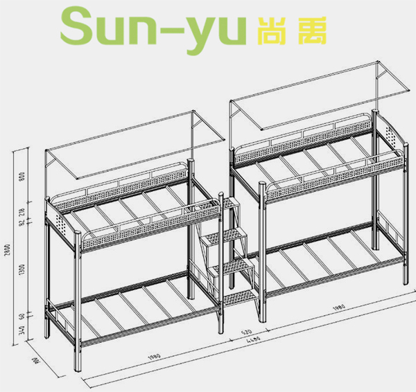 二連4人位-中梯-高架公寓床-定制設計圖