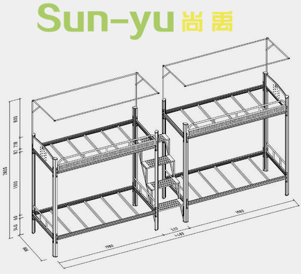 二連4人位-中梯-高架公寓床-定制設計圖