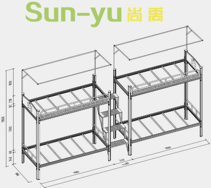 二連4人位-中梯-高架公寓床-定制設計圖